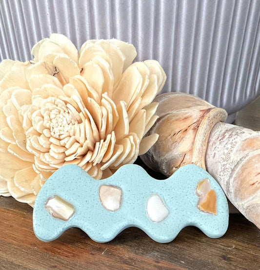 Shell Beach in Sea Foam Blue with Shell Detail