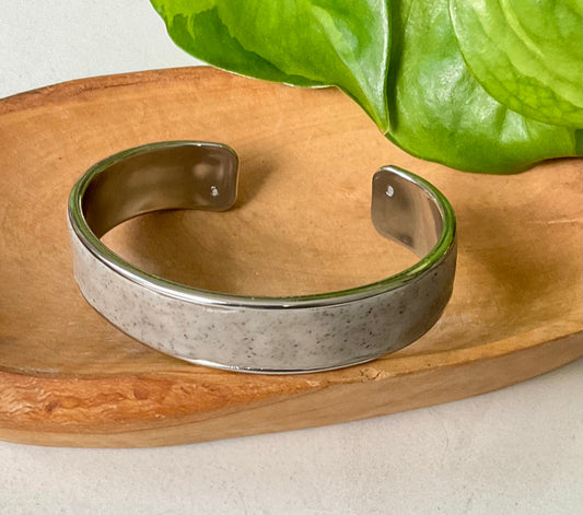 Cuff Bracelet in Granite with Metal Detail
