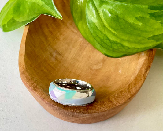 Ocean Mist Ring in Multiple Colors with Metal Detail